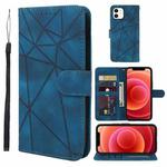 For iPhone 12 mini Skin Feel Geometric Lines Leather Phone Case(Blue)