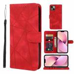 For iPhone 13 mini Skin Feel Geometric Lines Leather Phone Case(Red)