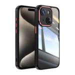 For iPhone 15 Acrylic Hybrid TPU Armor Shockproof Phone Case(Black Red)