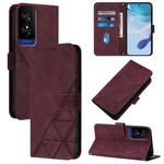 For TCL 50 5G Crossbody 3D Embossed Flip Leather Phone Case(Wine Red)