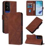 For TCL 50 5G Crossbody 3D Embossed Flip Leather Phone Case(Brown)