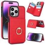 For iPhone 14 Pro Max RFID Anti-theft Card Ring Holder Phone Case(Red)