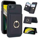 For iPhone SE 2022/SE 2020/6/7/8 RFID Anti-theft Card Ring Holder Phone Case(Black)