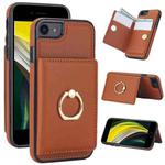 For iPhone SE 2022/SE 2020/6/7/8 RFID Anti-theft Card Ring Holder Phone Case(Brown)