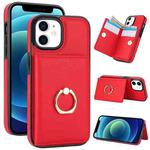 For iPhone 12 mini RFID Anti-theft Card Ring Holder Phone Case(Red)