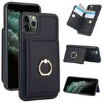 For iPhone 11 Pro Max RFID Anti-theft Card Ring Holder Phone Case(Black)