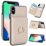 For iPhone XS / X RFID Anti-theft Card Ring Holder Phone Case(White)