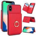 For iPhone XS / X RFID Anti-theft Card Ring Holder Phone Case(Red)