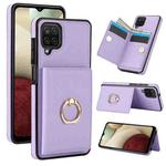 For Samsung Galaxy A12 RFID Anti-theft Card Ring Holder Phone Case(Purple)