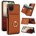 For Samsung Galaxy A12 RFID Anti-theft Card Ring Holder Phone Case(Brown)