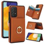 For Samsung Galaxy A52 4G/5G RFID Anti-theft Card Ring Holder Phone Case(Brown)
