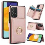 For Samsung Galaxy A72 4G/5G RFID Anti-theft Card Ring Holder Phone Case(Rose Gold)