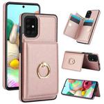 For Samsung Galaxy A71 4G RFID Anti-theft Card Ring Holder Phone Case(Rose Gold)