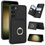 For Samsung Galaxy S22 5G RFID Anti-theft Card Ring Holder Phone Case(Black)