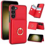 For Samsung Galaxy S22 5G RFID Anti-theft Card Ring Holder Phone Case(Red)