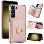 For Samsung Galaxy S23+ 5G RFID Anti-theft Card Ring Holder Phone Case(Rose Gold)