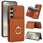 For Samsung Galaxy S24+ 5G RFID Anti-theft Card Ring Holder Phone Case(Brown)
