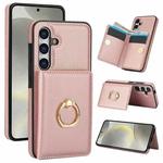 For Samsung Galaxy S24 5G RFID Anti-theft Card Ring Holder Phone Case(Rose Gold)