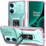 For OnePlus Nord CE3 5G Sliding Camshield Holder Phone Case(Grey Green + Pink)
