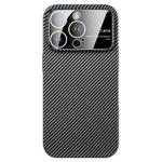 For iPhone 15 Pro Large Window Carbon Fiber Shockproof Phone Case(Black)
