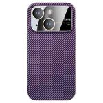 For iPhone 15 Plus Large Window Carbon Fiber Shockproof Phone Case(Dark Purple)