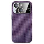 For iPhone 14 Plus Large Window Carbon Fiber Shockproof Phone Case(Dark Purple)
