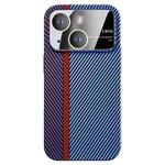 For iPhone 14 Large Window Carbon Fiber Shockproof Phone Case(Purple Blue)