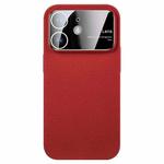 For iPhone 12 Large Window Carbon Fiber Shockproof Phone Case(Red)