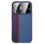 For iPhone 12 Large Window Carbon Fiber Shockproof Phone Case(Purple Blue)