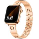 For Apple Watch Series 9 45mm Cross Bracelet Stainless Steel Watch Band(Rose Gold)