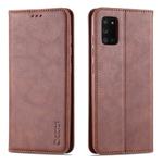 For Samsung Galaxy A41 AZNS Retro Texture Magnetic Horizontal Flip PU Leather Case with Holder & Card Slots & Photo Frame(Coffee)