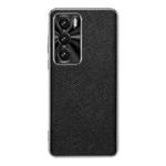For OPPO Reno12 Pro Global Silver Edge Cross Texture PU Leather Phone Case(Black)