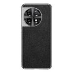 For OnePlus 11 Silver Edge Cross Texture PU Leather Phone Case(Black)