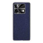For vivo iQOO Neo8 Pro Silver Edge Cross Texture PU Leather Phone Case(Sapphire Blue)