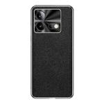 For vivo iQOO Neo8 Pro Silver Edge Cross Texture PU Leather Phone Case(Black)
