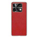 For vivo iQOO Neo8 Pro Silver Edge Cross Texture PU Leather Phone Case(Red)