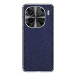 For vivo iQOO 12 Pro Silver Edge Cross Texture PU Leather Phone Case(Sapphire Blue)