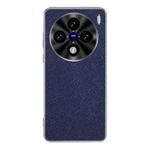 For vivo X100s Pro Silver Edge Cross Texture PU Leather Phone Case(Sapphire Blue)