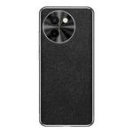 For vivo Y200t Silver Edge Cross Texture PU Leather Phone Case(Black)