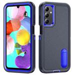 For Samsung Galaxy A15 Rugged PC + Silicone Phone Case with Holder(Dark Blue+Royal Blue)