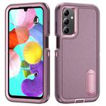 For Samsung Galaxy A15 Rugged PC + Silicone Phone Case with Holder(Purple+Pink)
