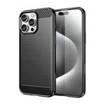 For iPhone 16 Pro Max Brushed Texture Carbon Fiber TPU Phone Case(Black)