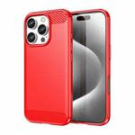 For iPhone 16 Pro Brushed Texture Carbon Fiber TPU Phone Case(Red)