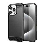 For iPhone 16 Pro Brushed Texture Carbon Fiber TPU Phone Case(Black)