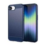 For iPhone SE 2024 Brushed Texture Carbon Fiber TPU Phone Case(Blue)