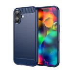 For iPhone 17 Brushed Texture Carbon Fiber TPU Phone Case(Blue)