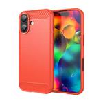 For iPhone 17 Brushed Texture Carbon Fiber TPU Phone Case(Red)