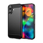 For iPhone 17 Brushed Texture Carbon Fiber TPU Phone Case(Black)