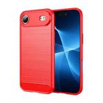 For iPhone 17 Air Brushed Texture Carbon Fiber TPU Phone Case(Red)