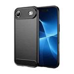 For iPhone 17 Air Brushed Texture Carbon Fiber TPU Phone Case(Black)